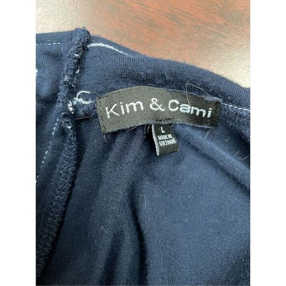 Kim & Cami Navy 3/4 Sleeve Blouse Size Large - Picture 5 of 8